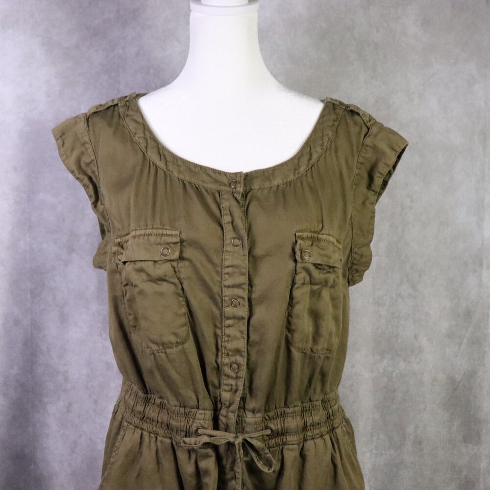 Anthropologie Hei Hei Utility Safari Dress Womens Large Olive Green Drawstrings - Picture 3 of 10